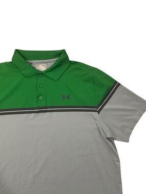 Under Armour Colorblock Heat Gear Loose Fit Performance Polo Men’s XL Gray Green